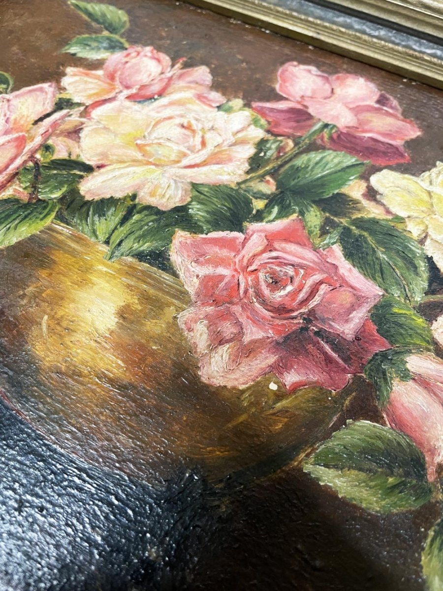 vintage handmade flower vase panting | ivy errey - good market thrift store