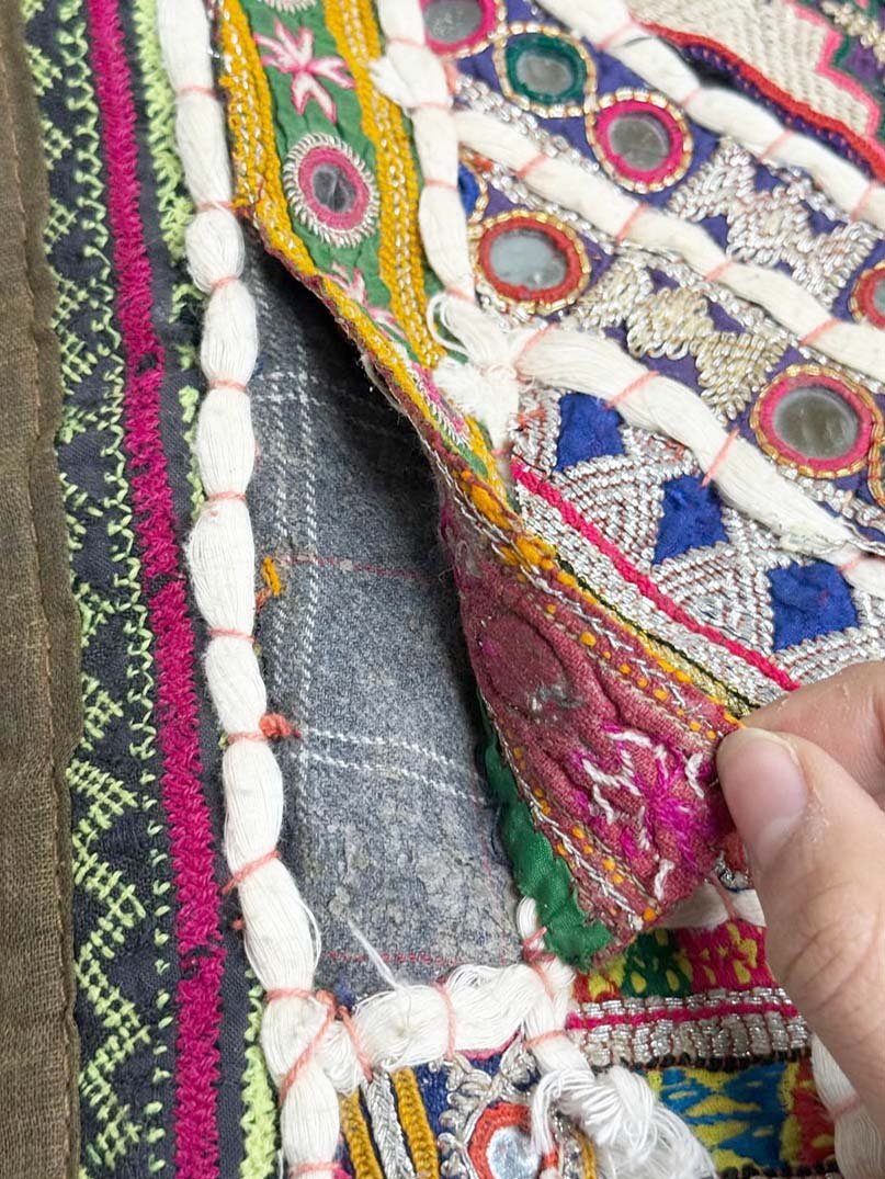 vintage handmade indian banjara kutchi style embroidered patchwork pillow case - good market thrift store