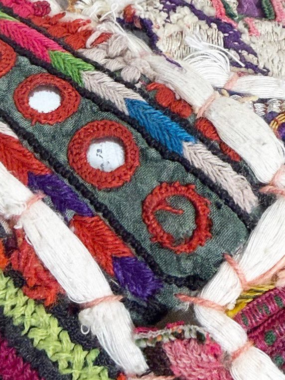 vintage handmade indian banjara kutchi style embroidered patchwork pillow case - good market thrift store