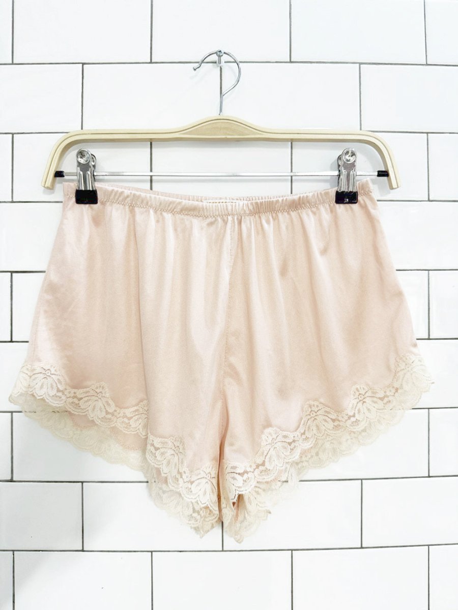 vintage handmade just for you lace trim sateen shorts | a perry original - good market thrift store