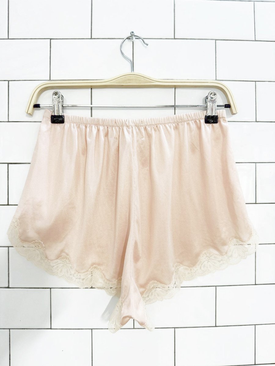vintage handmade just for you lace trim sateen shorts | a perry original - good market thrift store