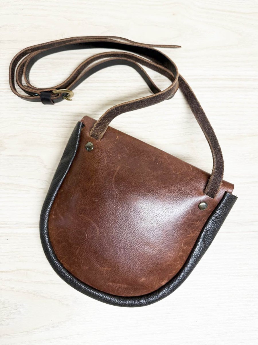 vintage handmade leather crossbody bag | james p brown nova scotia | made in Canada - good market thrift store