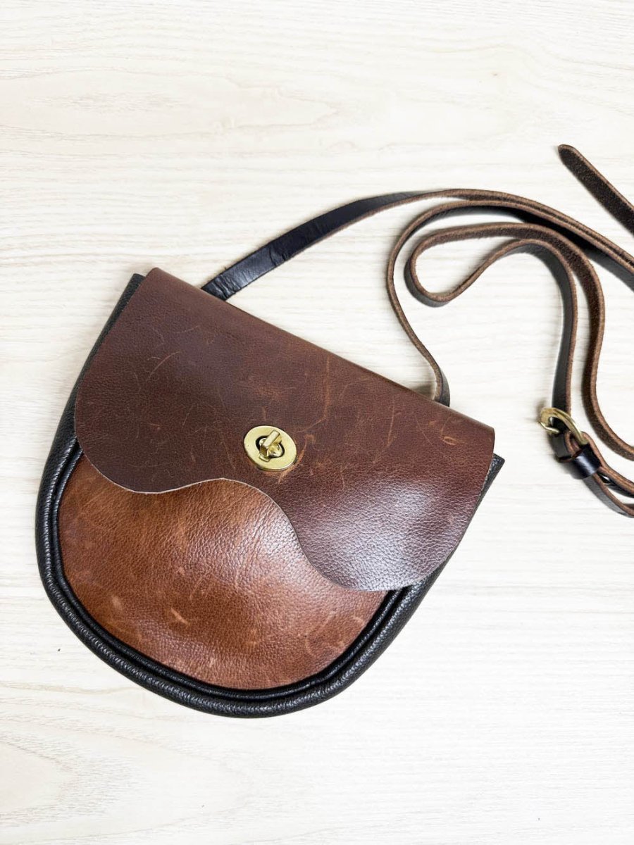 vintage handmade leather crossbody bag | james p brown nova scotia | made in Canada - good market thrift store