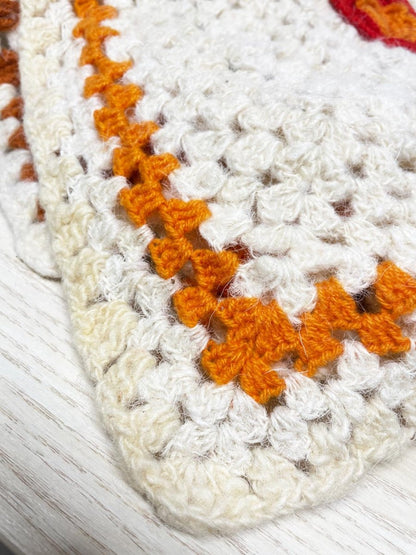 vintage handmade mohair - blend crochet flower squares afghan blanket - good market thrift store