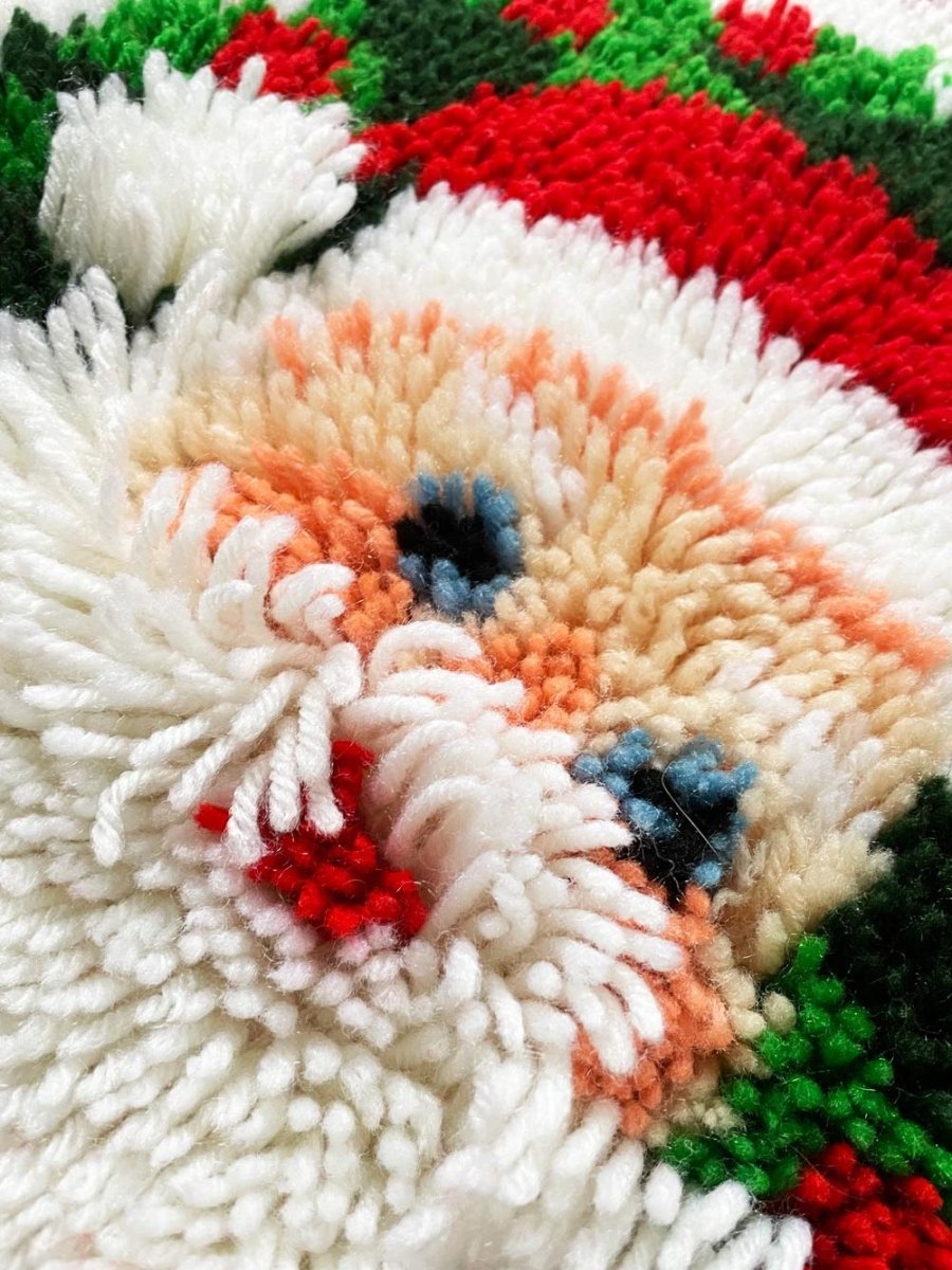 vintage handmade santa + candy canes latch hook tree skirt - good market thrift store