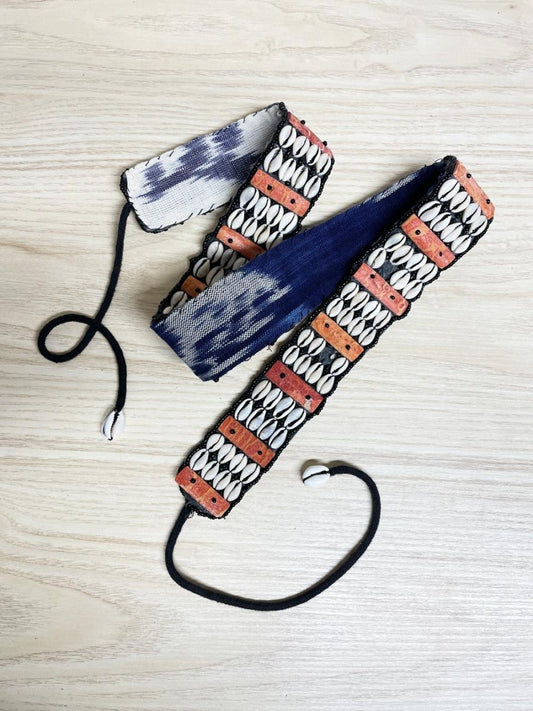 vintage handmade shell southwestern belt / head dress - good market thrift store