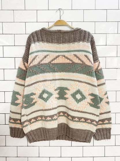 vintage handmade southwestern knit cardigan - good market thrift store