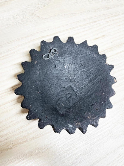 vintage handmade sun face terracotta art - good market thrift store