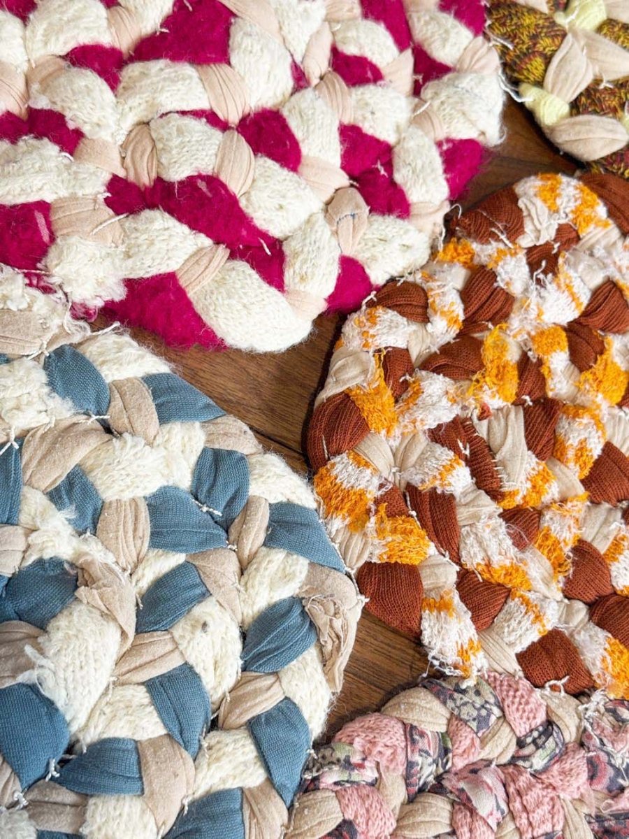 vintage handmade thick crochet circle rug - good market thrift store