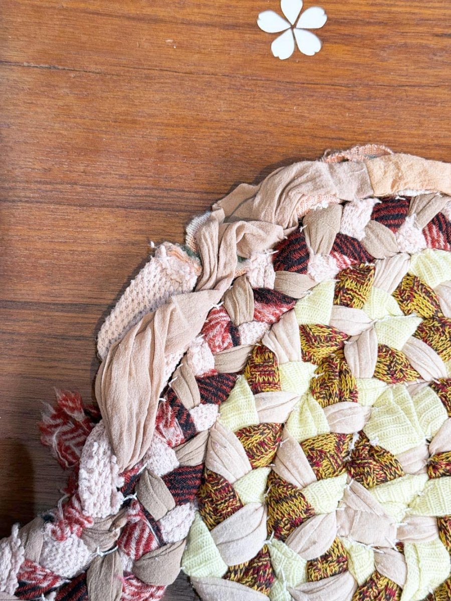 vintage handmade thick crochet circle rug - good market thrift store