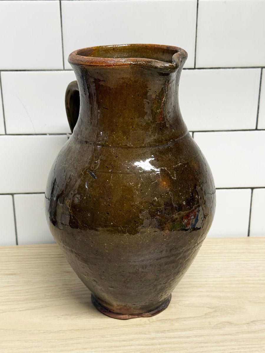 vintage handmade traditional terracotta water pitcher - good market thrift store