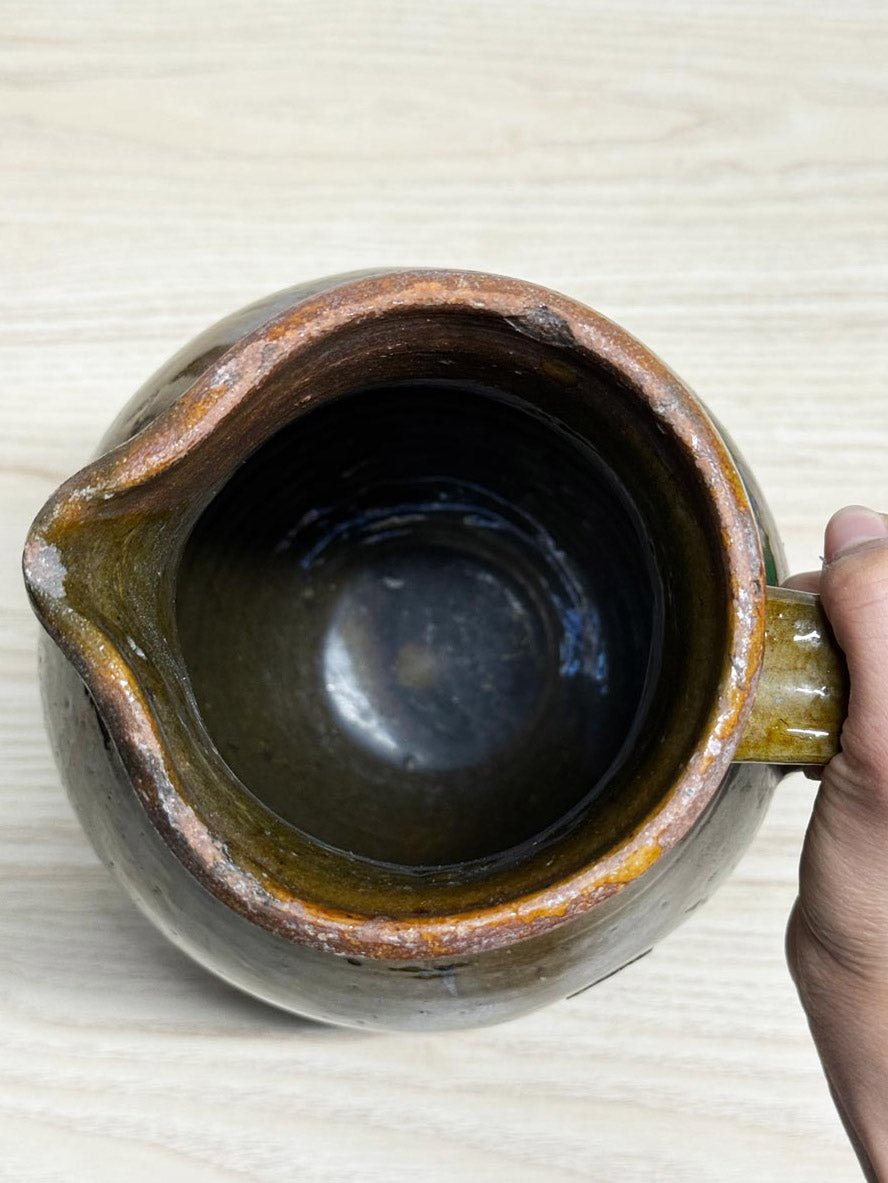 vintage handmade traditional terracotta water pitcher - good market thrift store