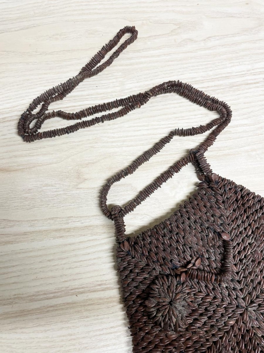 vintage handmade tropical seed bag - good market thrift store