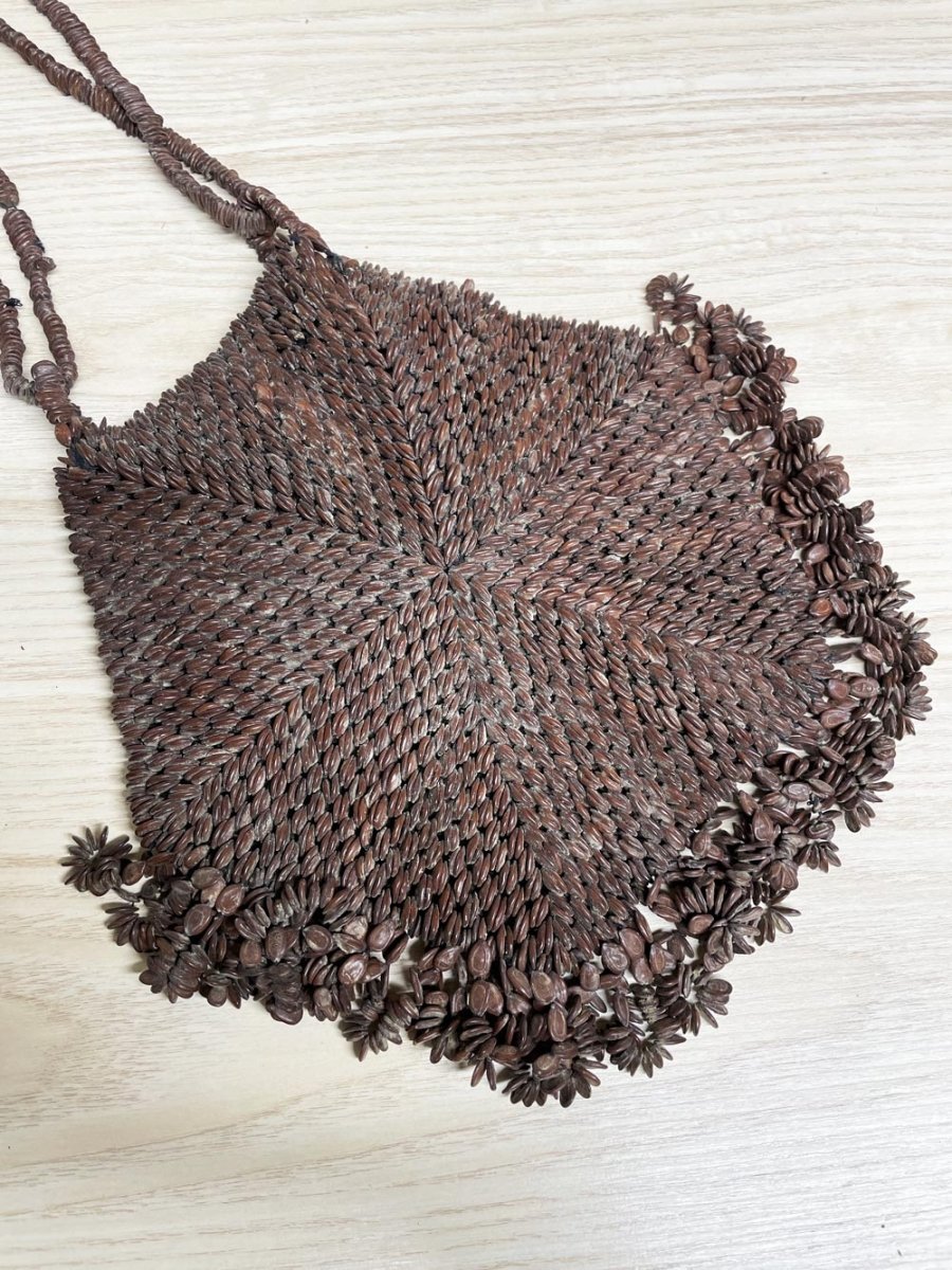 vintage handmade tropical seed bag - good market thrift store