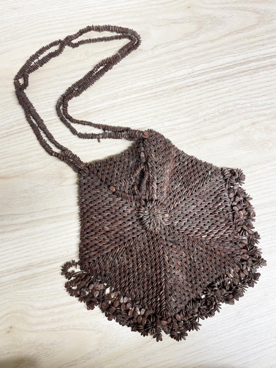 vintage handmade tropical seed bag - good market thrift store
