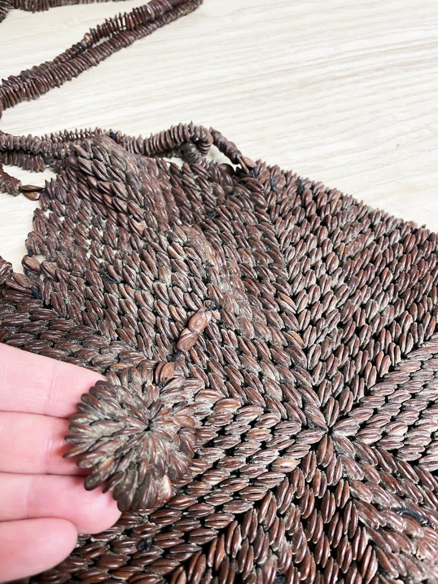 vintage handmade tropical seed bag - good market thrift store
