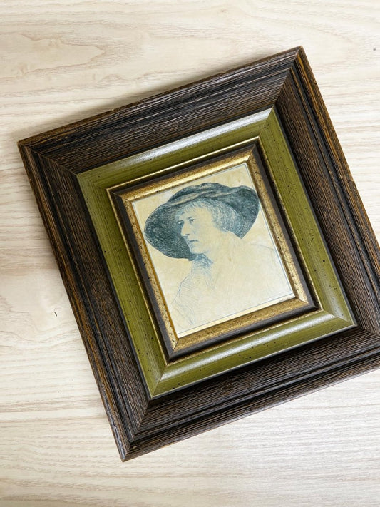 vintage hans holbein print framed art | the man with the floppy hat - good market thrift store
