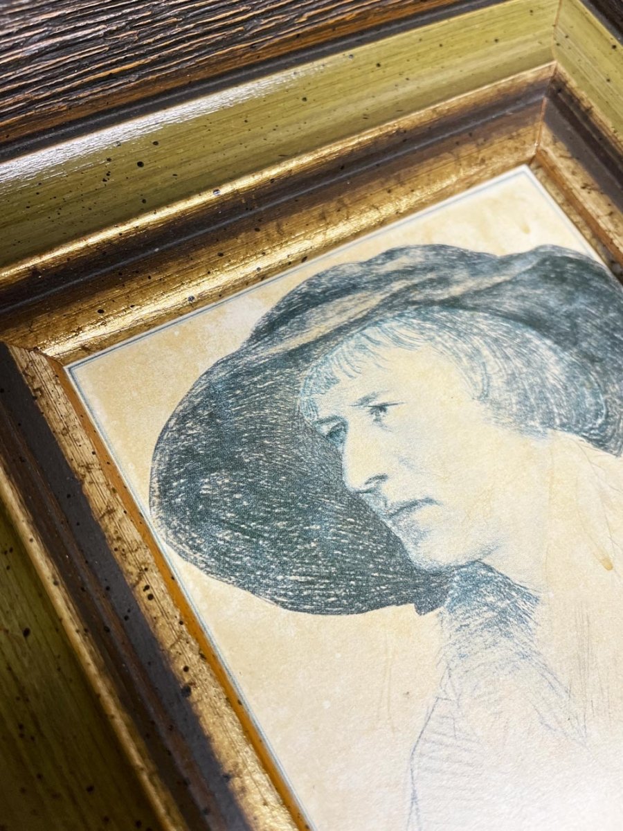 vintage hans holbein print framed art | the man with the floppy hat - good market thrift store