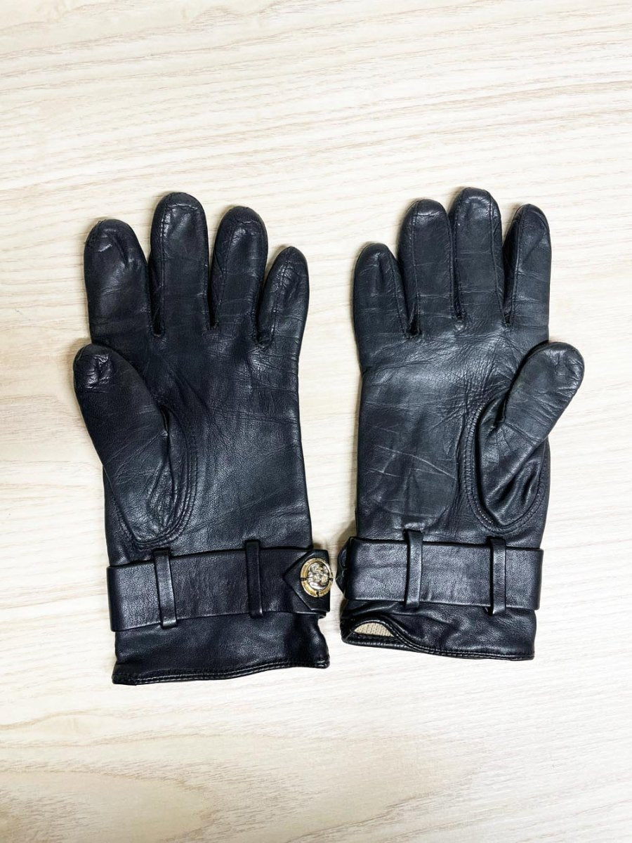 vintage happy buddha belted leather gloves | lined - good market thrift store