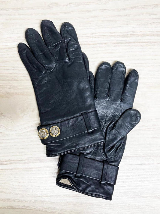 vintage happy buddha belted leather gloves | lined - good market thrift store