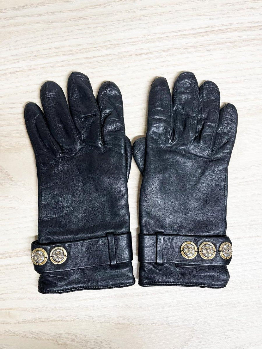 vintage happy buddha belted leather gloves | lined - good market thrift store