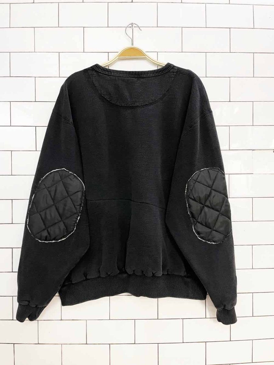 vintage harley davidson faded boxy quilted elbow sweatshirt | rework - good market thrift store