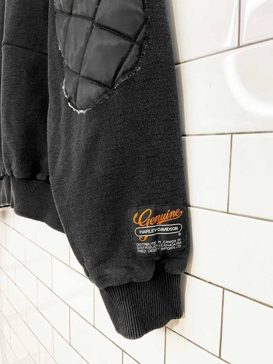 vintage harley davidson faded boxy quilted elbow sweatshirt | rework - good market thrift store