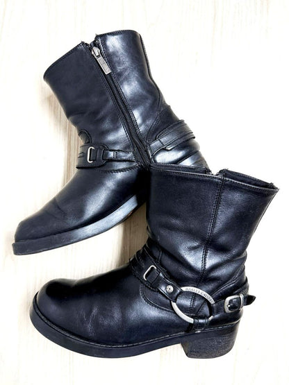vintage harley davidson leather harness biker boots - good market thrift store