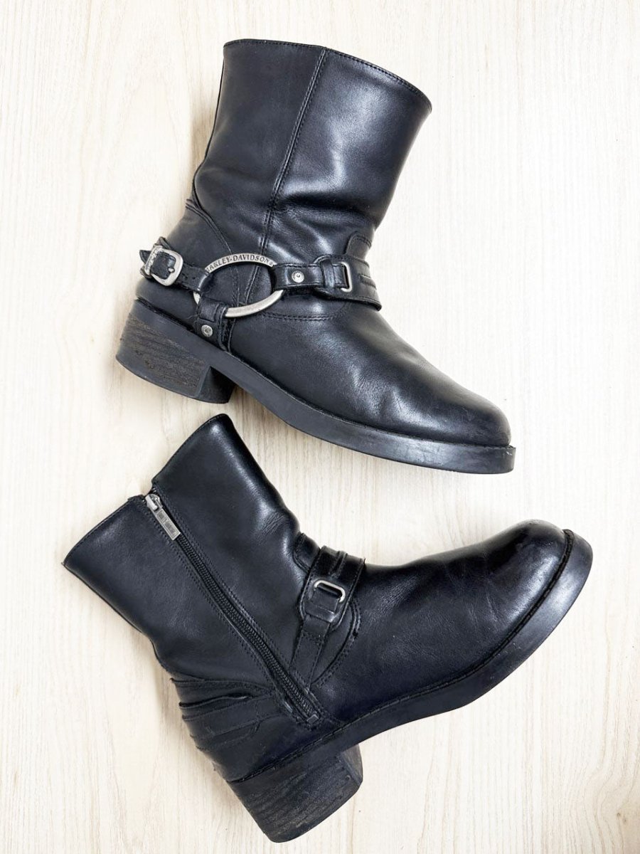 vintage harley davidson leather harness biker boots - good market thrift store
