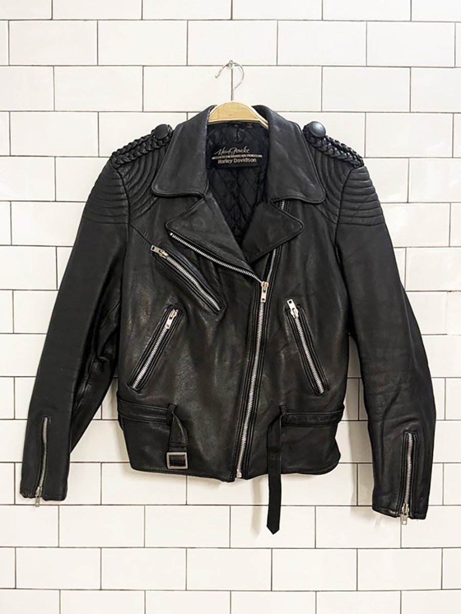vintage harley davidson leather quilted moto jacket | hein gericke | lined - good market thrift store