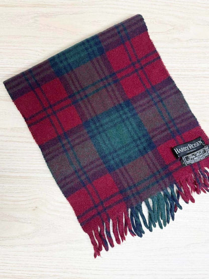vintage harry rosen 100% wool tartan fringe scarf | made in Italy - good market thrift store