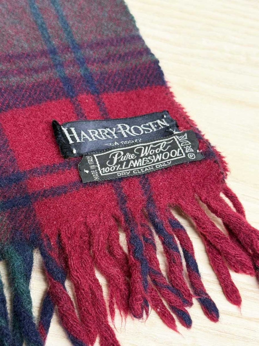 vintage harry rosen 100% wool tartan fringe scarf | made in Italy - good market thrift store