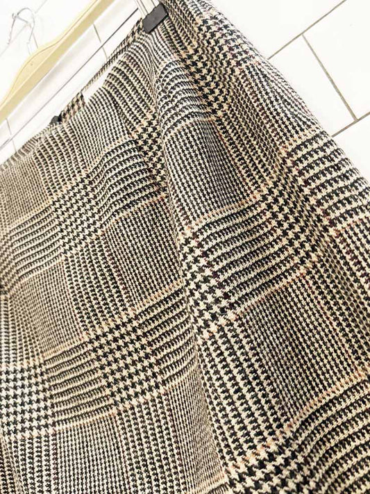 vintage harvé benard 100% wool fringe houndstooth plaid maxi skirt - good market thrift store