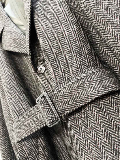 vintage haute rive wool herringbone belted coat | stars - good market thrift store