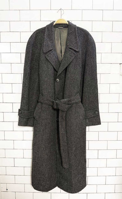 vintage haute rive wool herringbone belted coat | stars - good market thrift store
