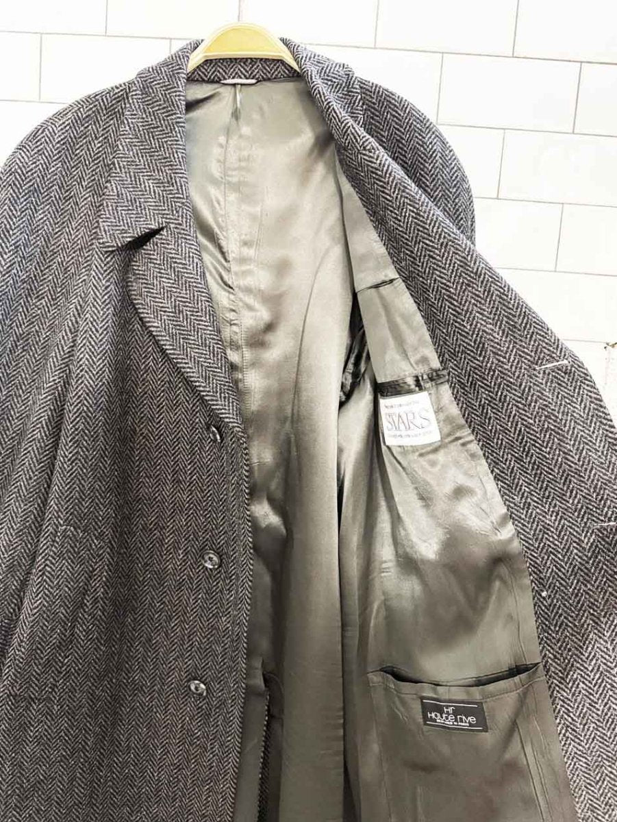 vintage haute rive wool herringbone belted coat | stars - good market thrift store