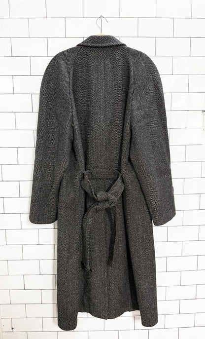 vintage haute rive wool herringbone belted coat | stars - good market thrift store