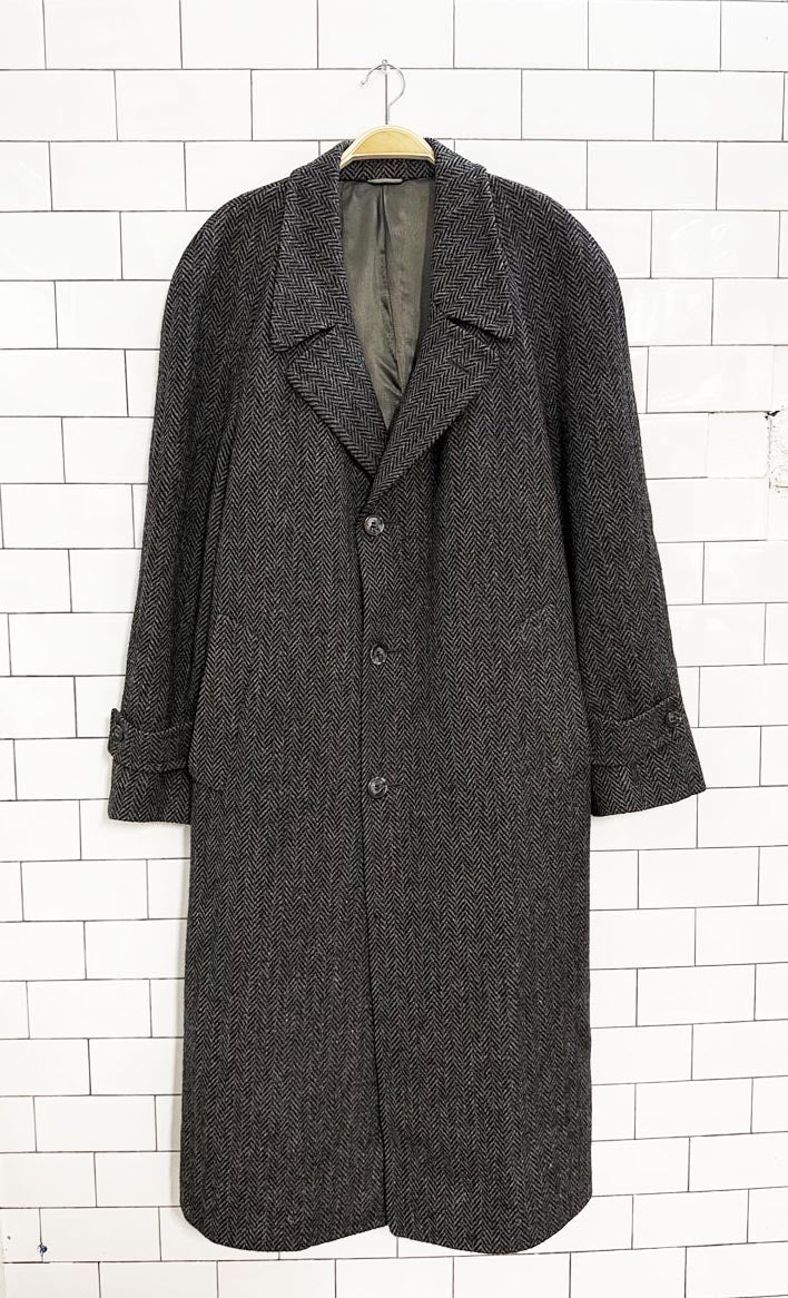 vintage haute rive wool herringbone belted coat | stars - good market thrift store
