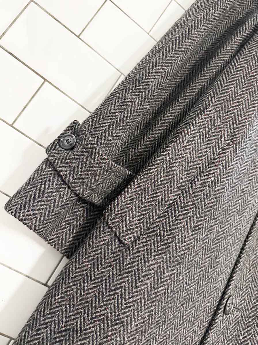 vintage haute rive wool herringbone belted coat | stars - good market thrift store