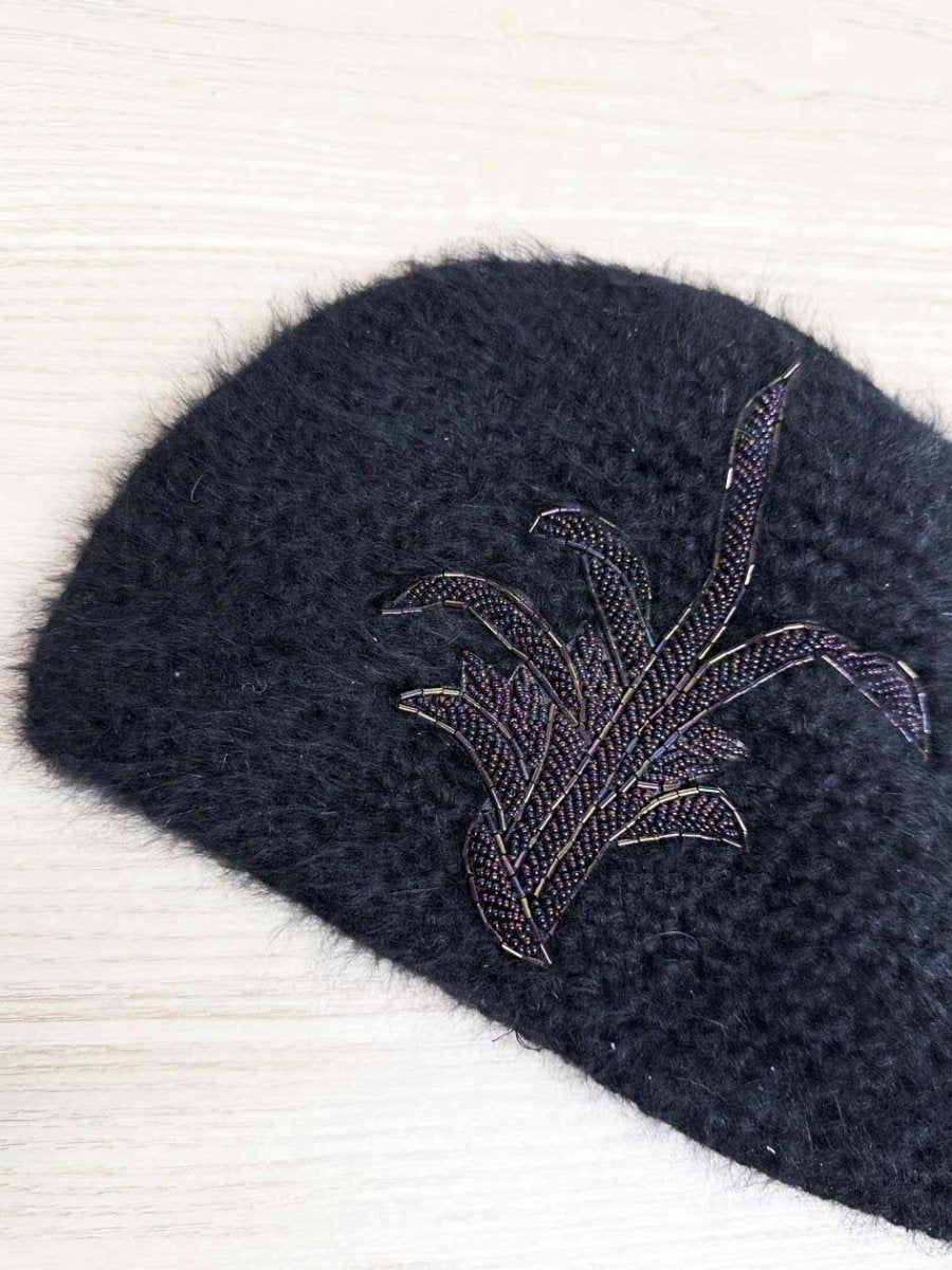 vintage heasly handmade angora - wool beaded beanie | made in Canada - good market thrift store