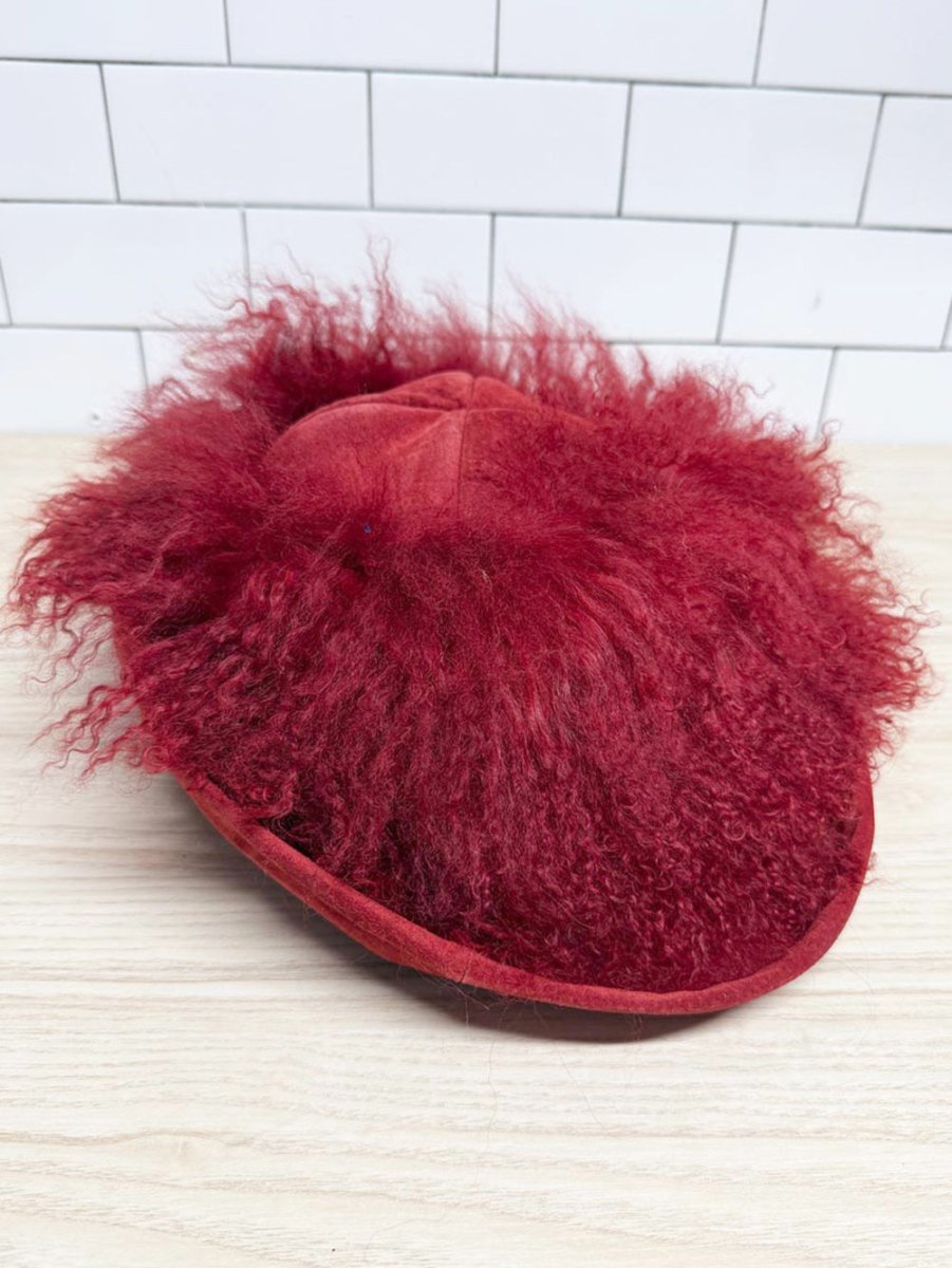 vintage heather allen mongolian sheepskin suede hat | made in UK - good market thrift store
