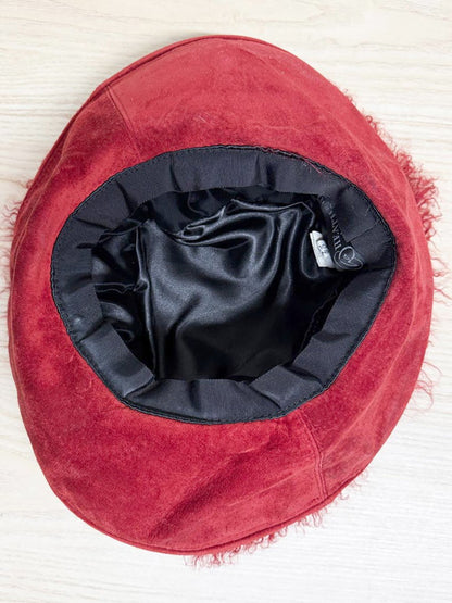 vintage heather allen mongolian sheepskin suede hat | made in UK - good market thrift store