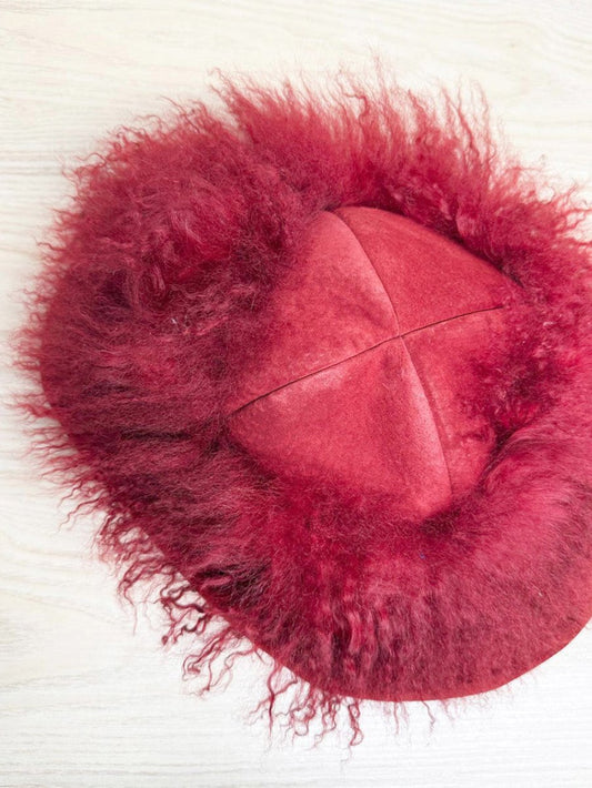 vintage heather allen mongolian sheepskin suede hat | made in UK - good market thrift store