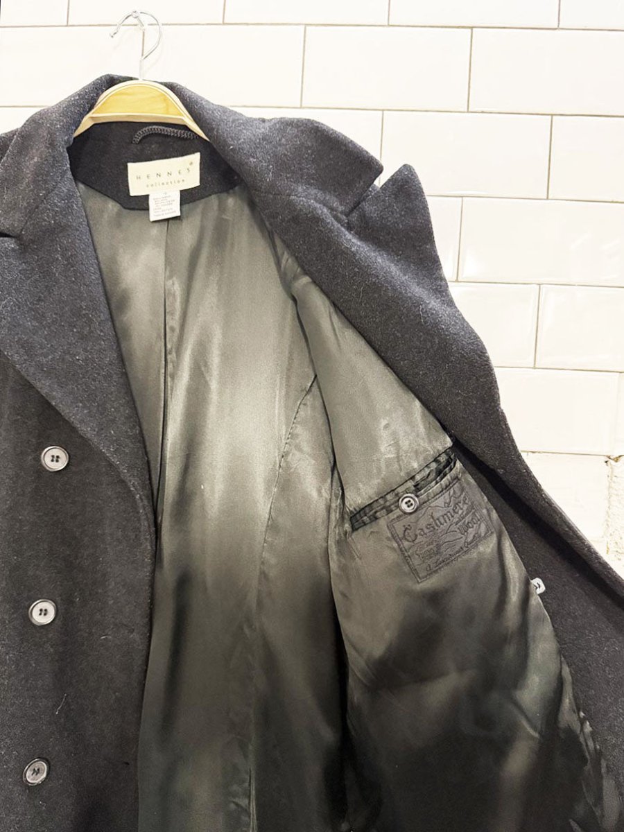 vintage hennes wool - cashmere double breasted long coat | Made in Romania - good market thrift store