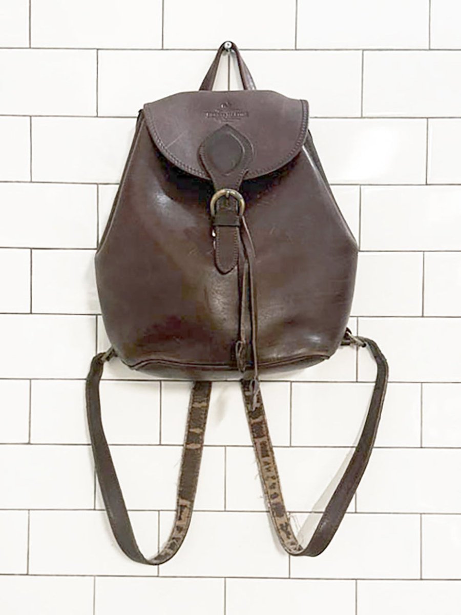 vintage henry & martin leather drawstring backpack | made in England - good market thrift store