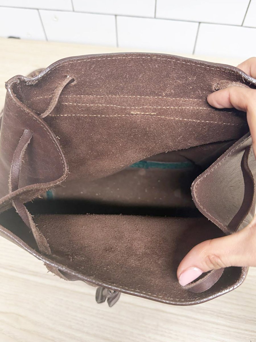 vintage henry & martin leather drawstring backpack | made in England - good market thrift store