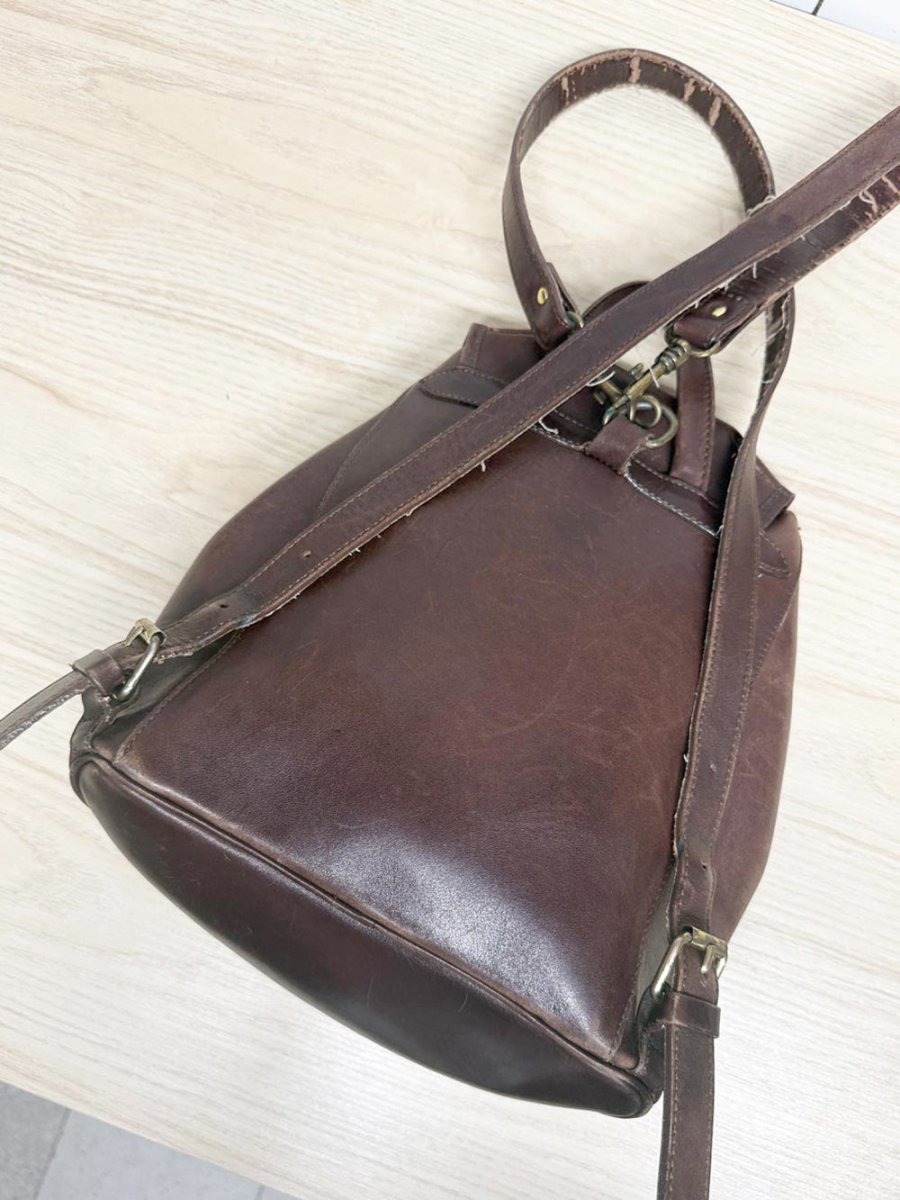 vintage henry & martin leather drawstring backpack | made in England - good market thrift store