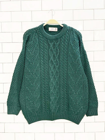 vintage highland 100% wool cable knit sweater | made in scotland - good market thrift store