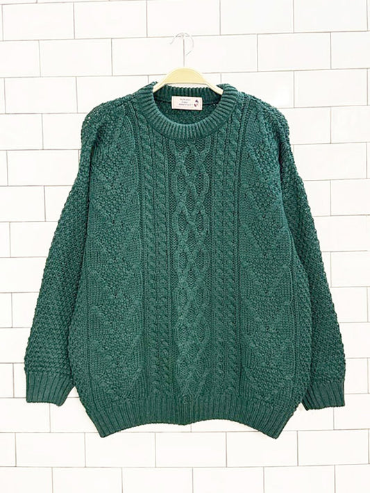 vintage highland 100% wool cable knit sweater | made in scotland - good market thrift store