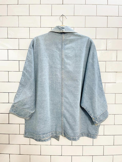 vintage hollywood denim open kimono - style jacket - good market thrift store